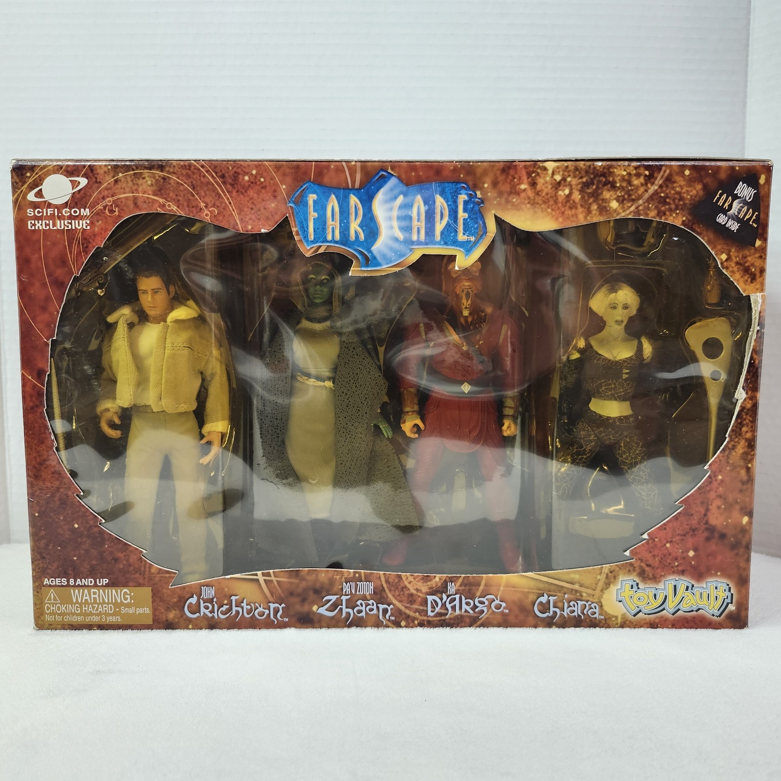 Farscape 4 Figure Set NOS 2000 Toy Vault John Crichton Sci-Fi Action Figures New