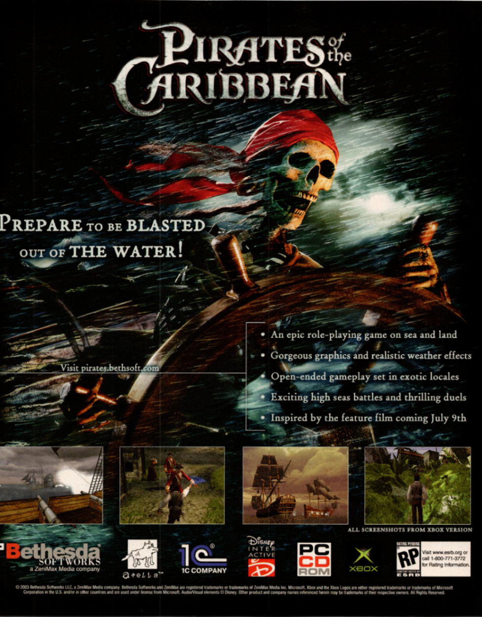 Pirates of the Caribbean Video Game Ad Print Poster 2003 Bethesda Disney Xbox PC