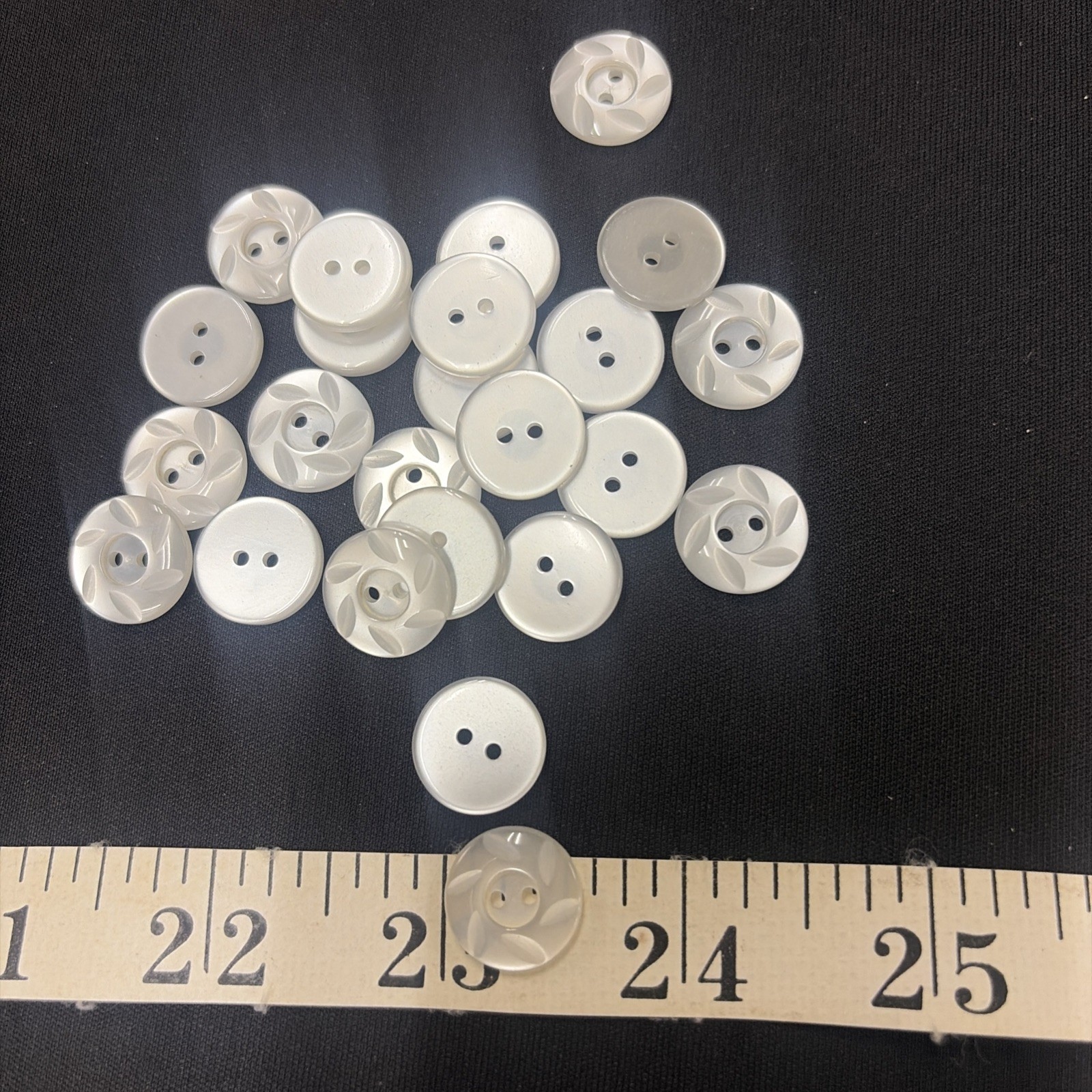 12 Vintage White 2-Hole Buttons 1/2” 13mm Swirl Pinwheel Sewing Craft