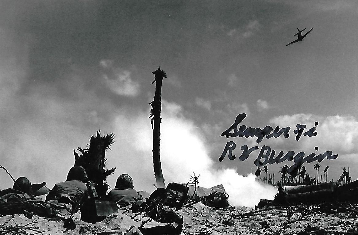 R.V. Burgin signed 4x6 photo WW II Battle of Okinawa Pacific Theater RARE LOOK