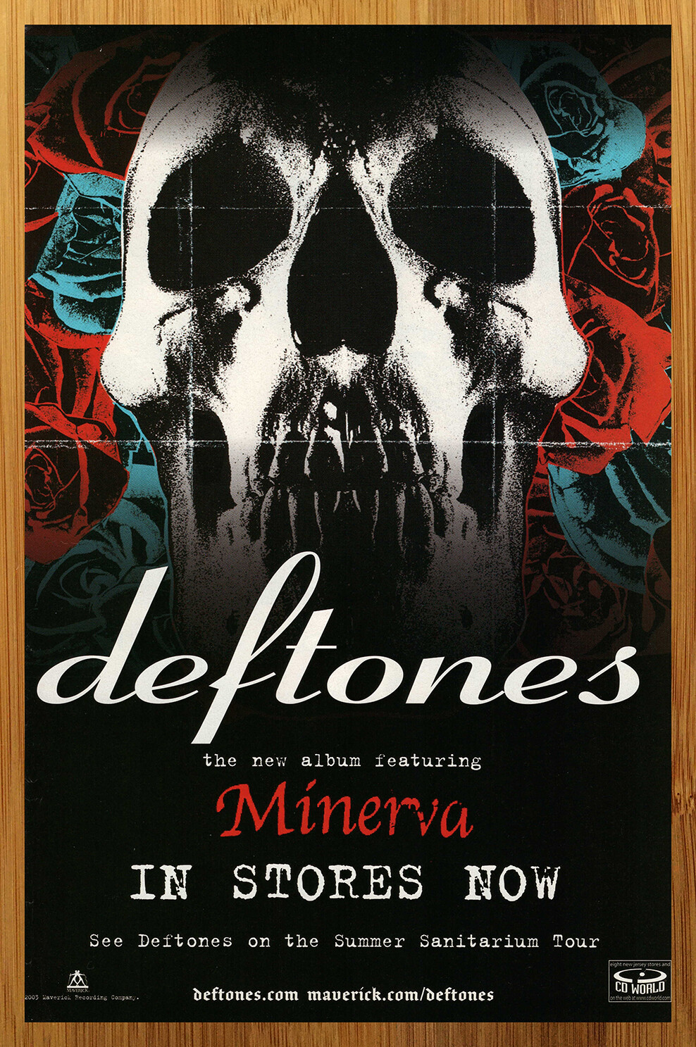 2003 Deftones Minerva CD/LP Print Ad/Poster Advertisement Skull Official Art
