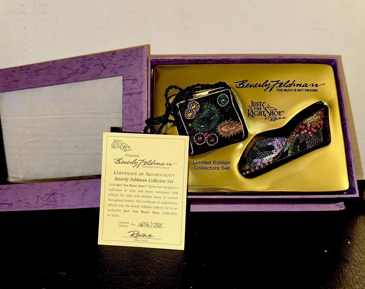 Just the Right Shoe by Raine & Beverly Feldman New Numbered Shoe and Purse Set