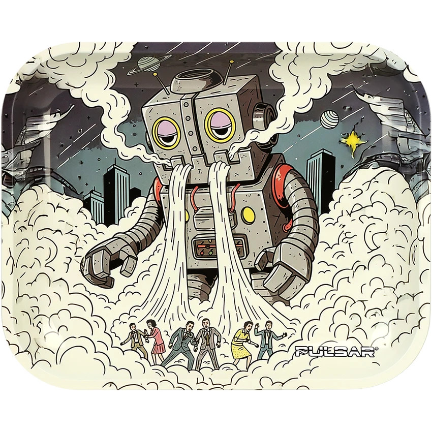 Pulsar Large Metal Rolling Tray | Attack of the Dope Bot | 13\