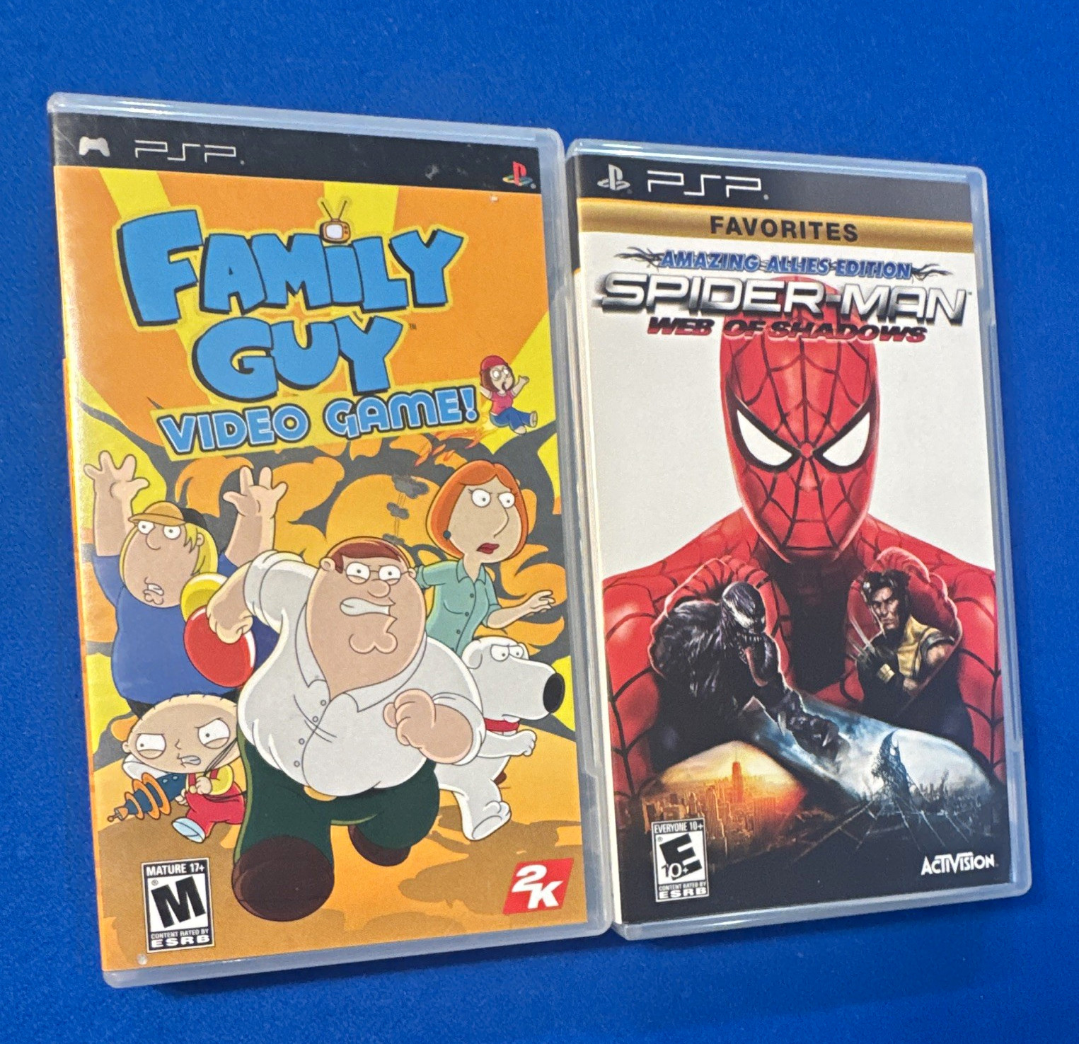 Family Guy Video Game for Sony PSP+Spiderman Web of Shadows (TESTED) (CIB)
