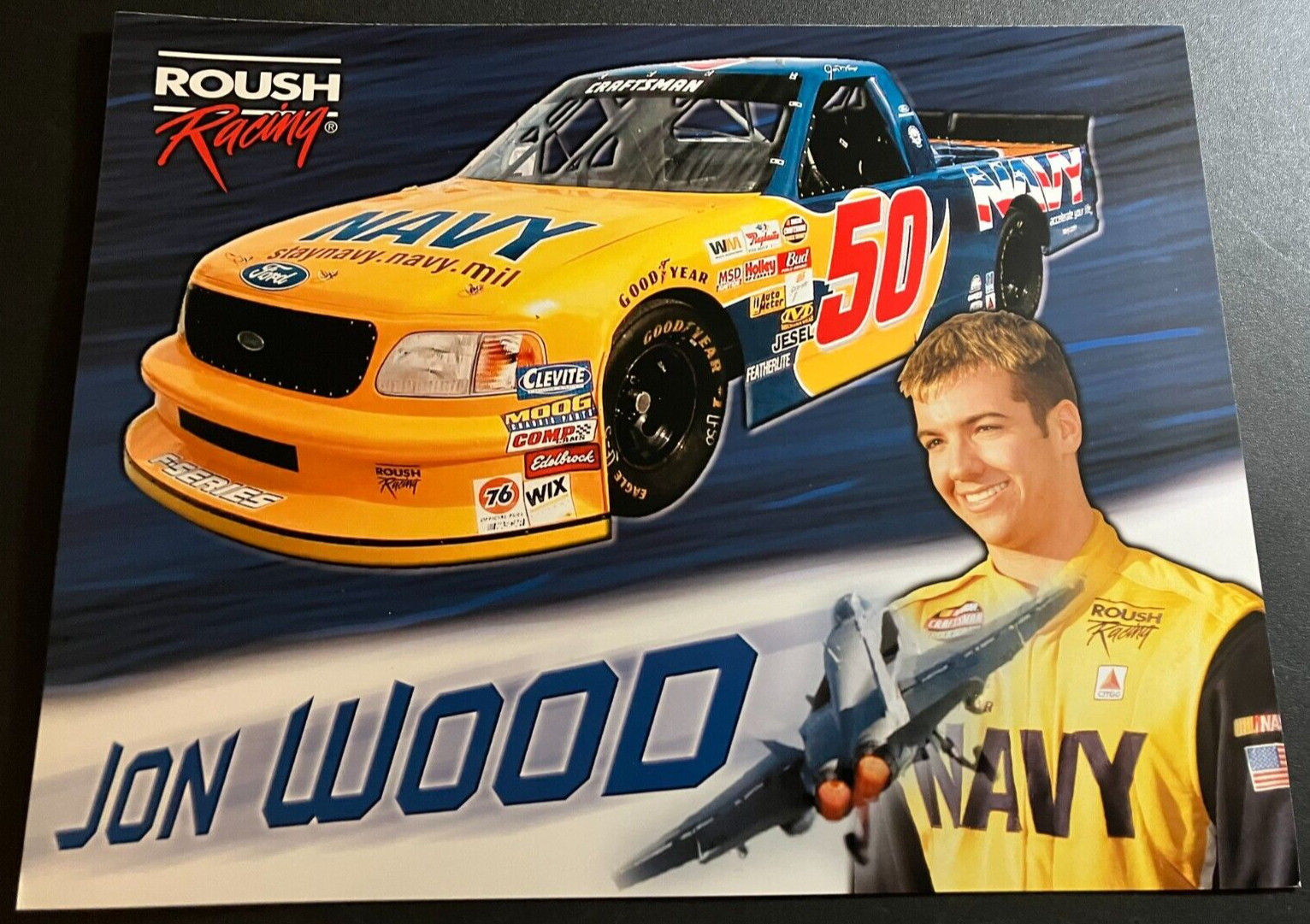 2003 Jon Wood #50 U.S. Navy Ford F-150 - NASCAR Truck Hero Card Handout