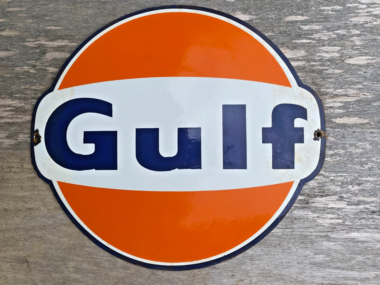 GULF porcelain sign advertising vintage garage 21.5