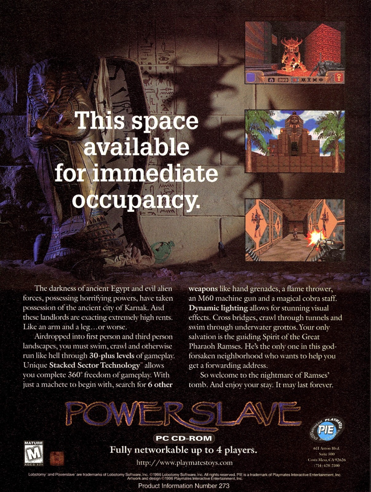 PowerSlave Exhumed Playstation 1 PS1 Sega Saturn PC Game Promo Ad Print Poster