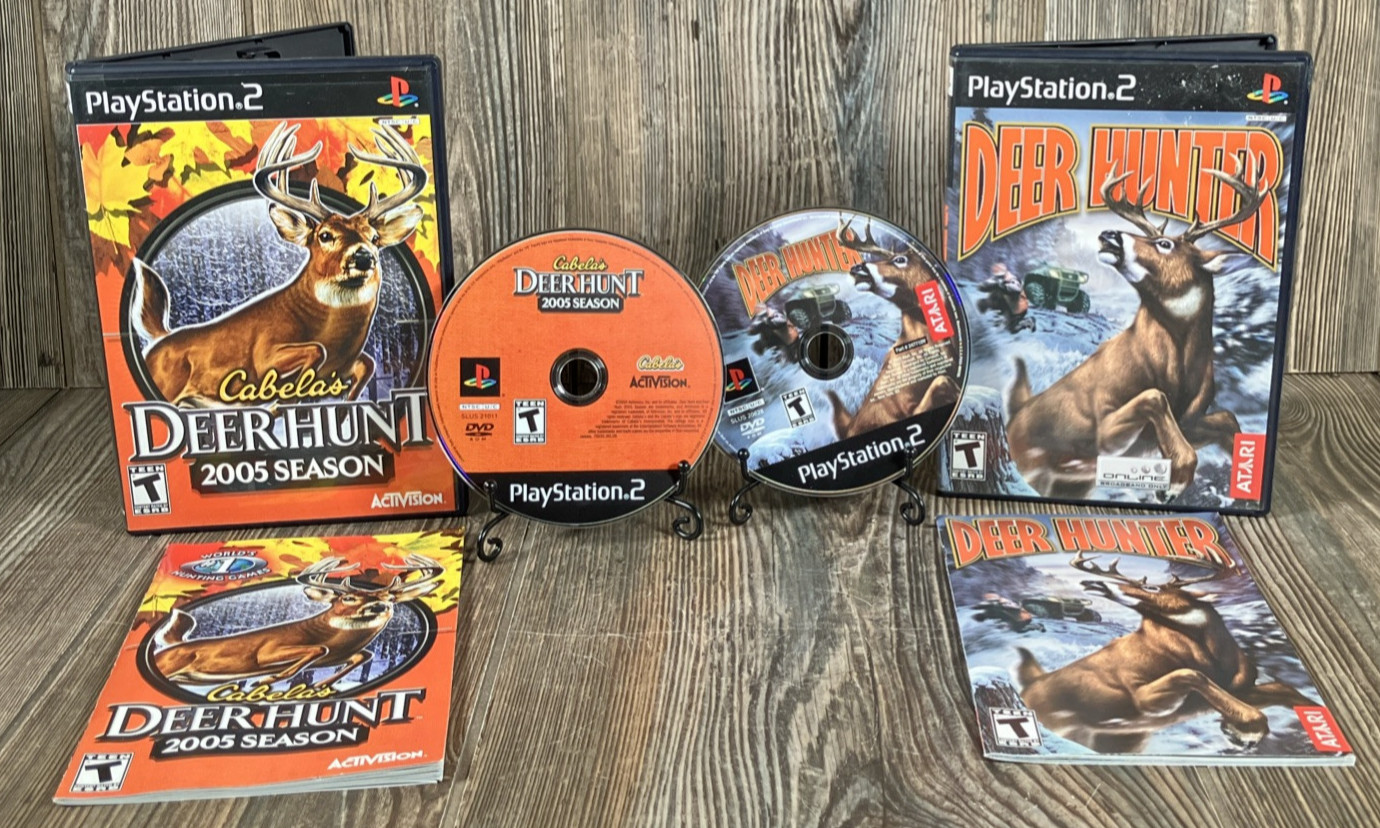 Cabela's Deer Hunt 2005 /Deer Hunter PlayStation 2 Lot Black Label, Manuals CIB