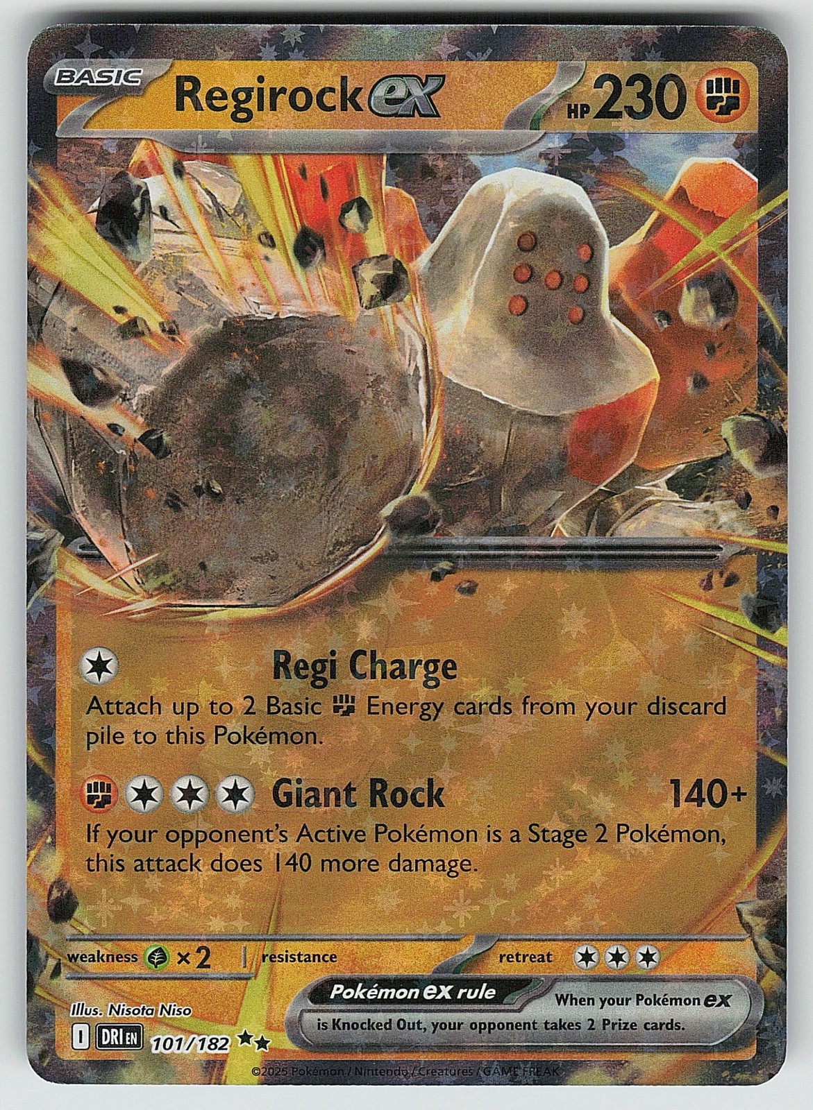 Regirock ex Holofoil DRI - 101/182 NM