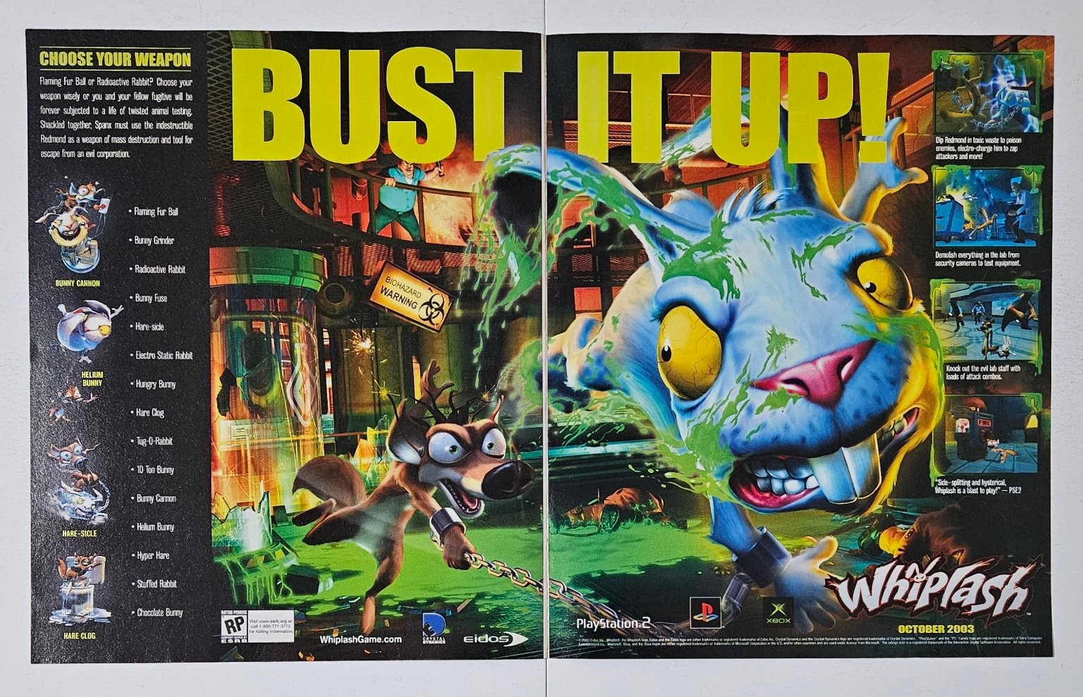 Whiplash  PS2 Xbox Video Game 2-Page Magazine Print Ad Poster Eidos 2003