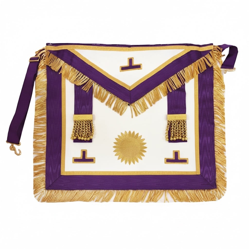 Memphis‑Misraïm 96º / 97º Embroidered Apron – Imitation Leather – Violet Moiré
