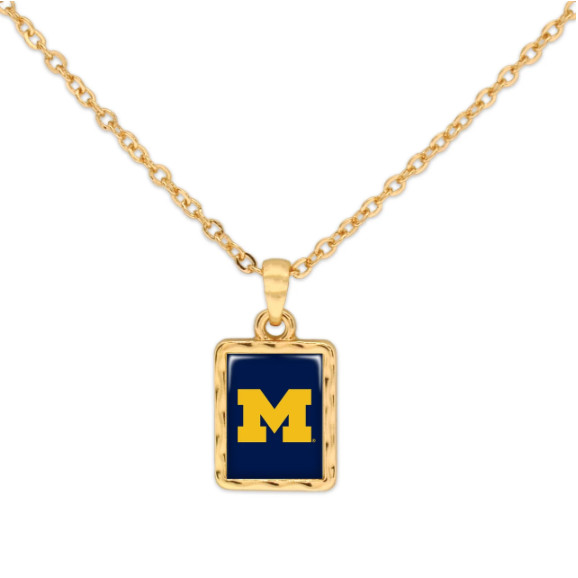 Michigan Wolverines, Licensed Emblem Vivian Necklace, 18K gold plated