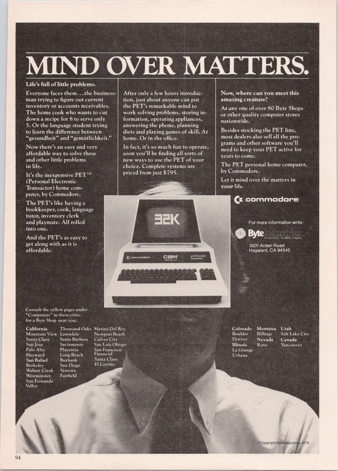 Commodore PET Computer Ad 1979 Vintage Magazine Print Retro PC CBM Byte Shop