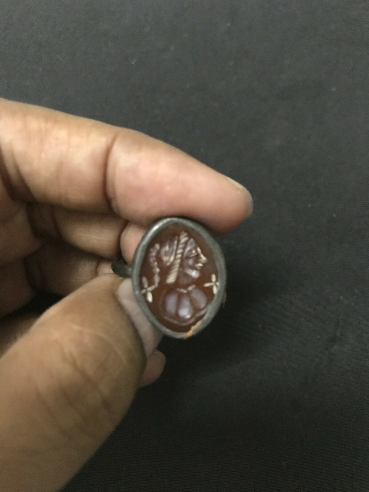 Sumerian Mesopotamian Old Middle Eastern Art Intaglio Ancient Silver Ring Head
