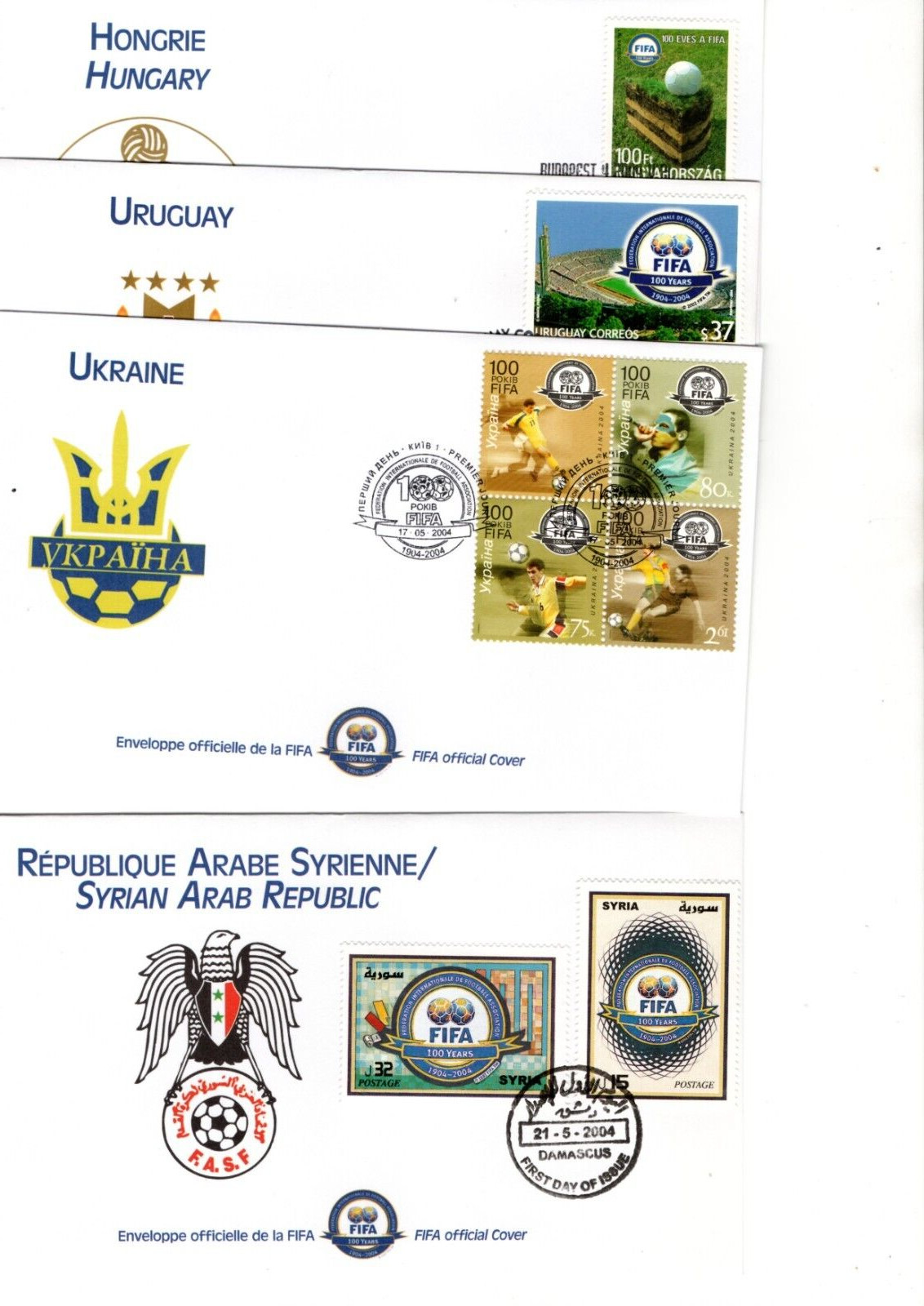 Thematic Collection -Football100th FIFA-Group Envelopes 2004-First Day Various States