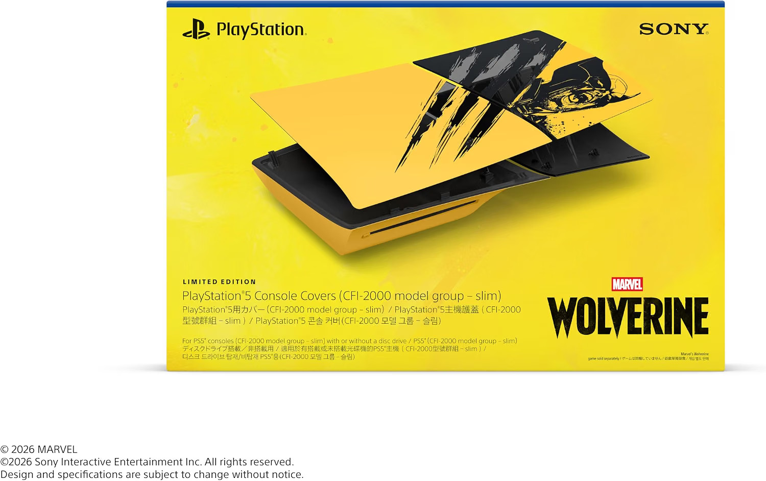 Sony PS5 Pro Console Cover Marvel's Wolverine Limited Edition Genuine Japan New