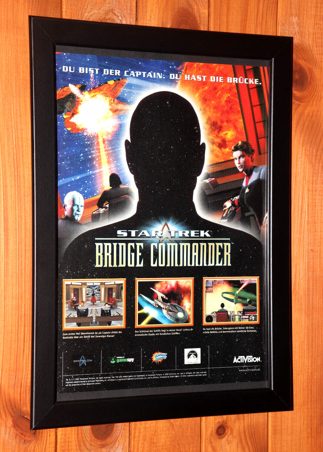 2002 Star Trek Bridge Commander Vintage Promo Small Poster / Ad Page Framed