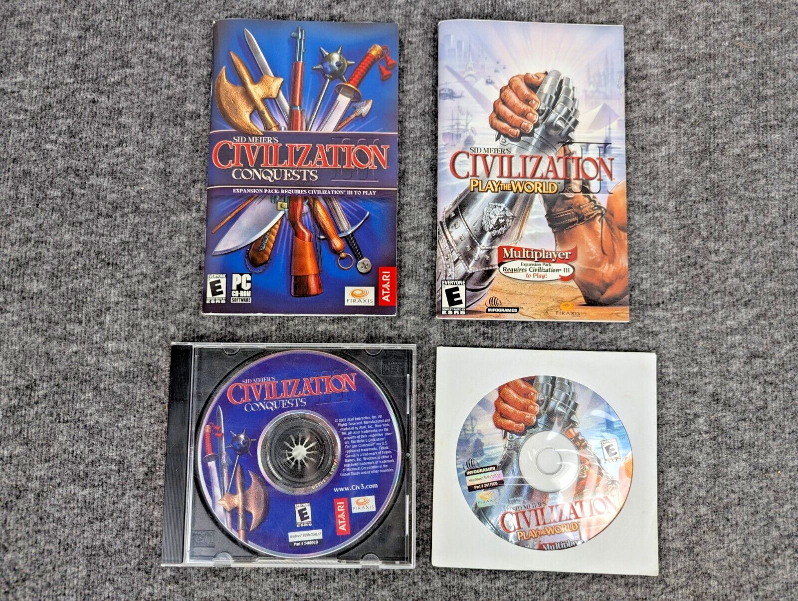 Sid Meier's Civilization III Play The World & Conquests - Discs and Manuals Only
