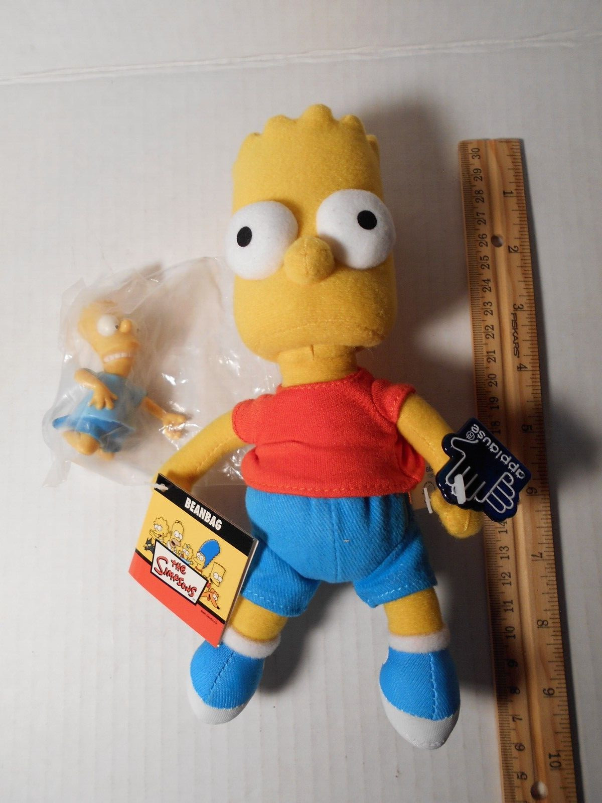 Bart Simpson 2007 The Simpsons Applause Plush Doll Beanbag New & Bonus PVC 1990