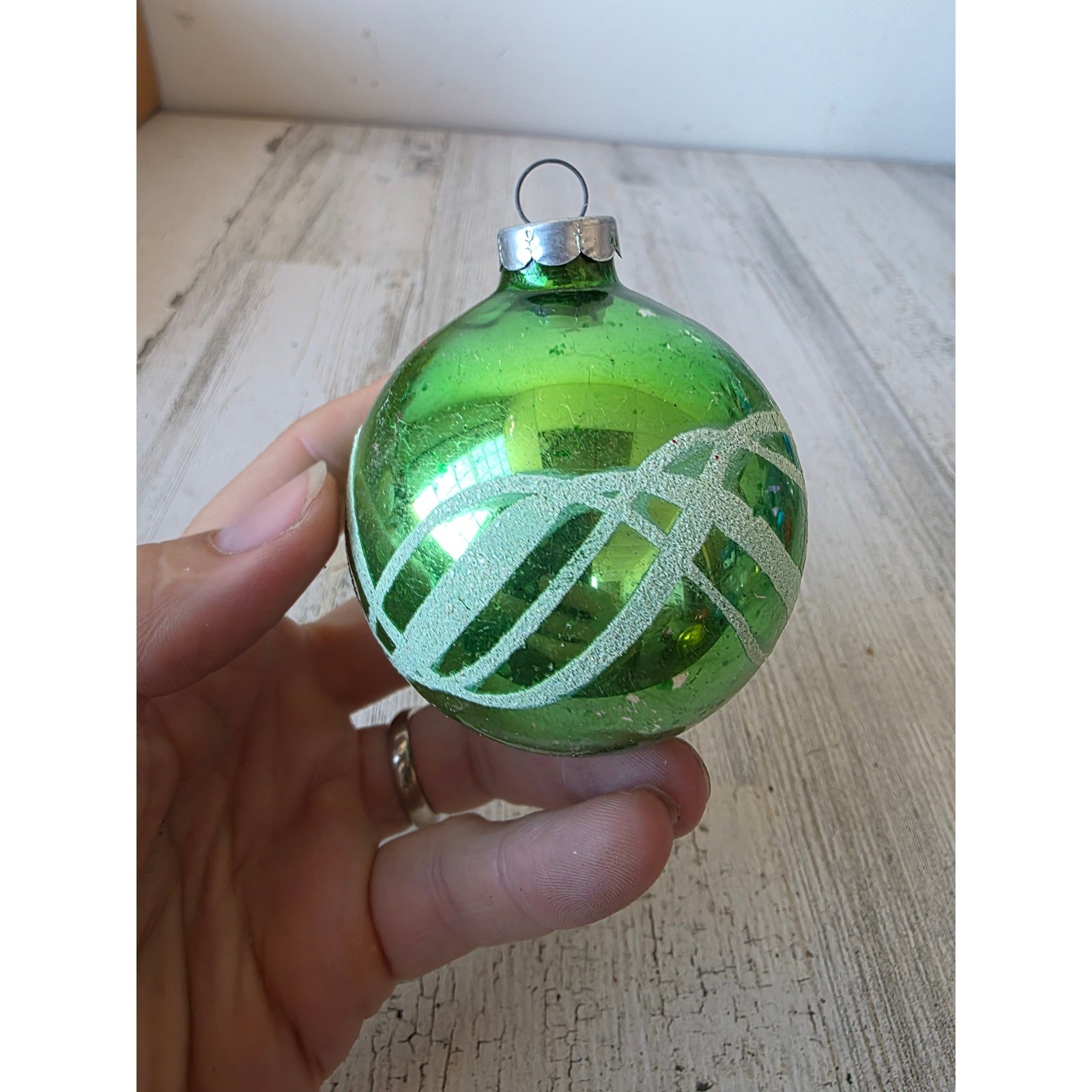 Vintage green stencil ornament Xmas tree