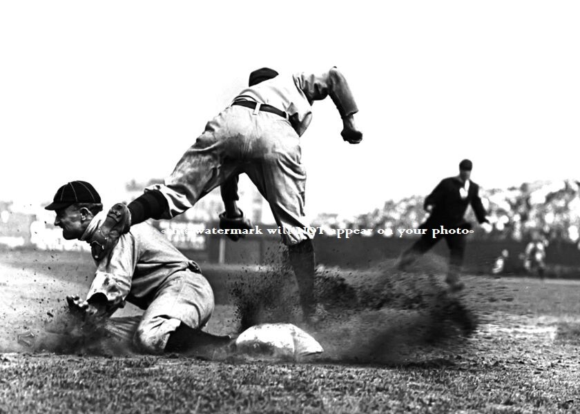  1909 Ty Cobb Slides 3rd Base PHOTO Detroit Tigers New York Highlanders, Yankees