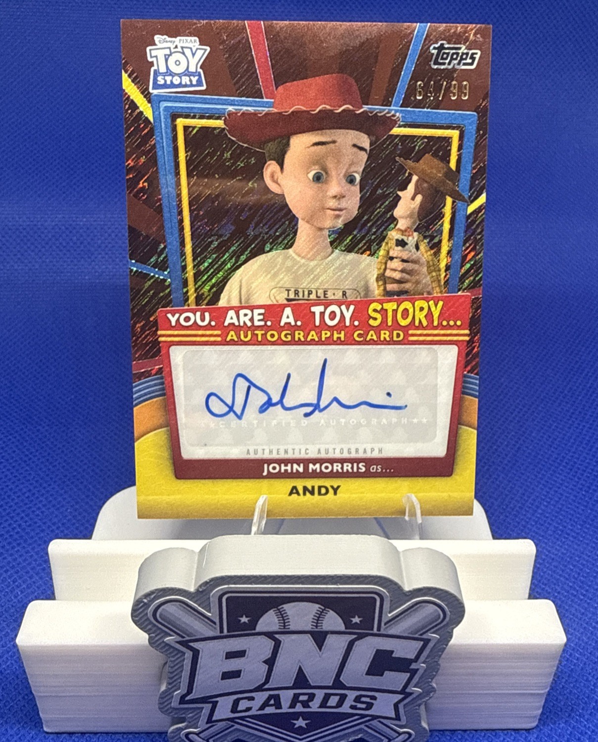 2025 Topps Disney 30 Years Of Toy Story ANDY JOHN MORRIS Signed Auto YRT-JM /99