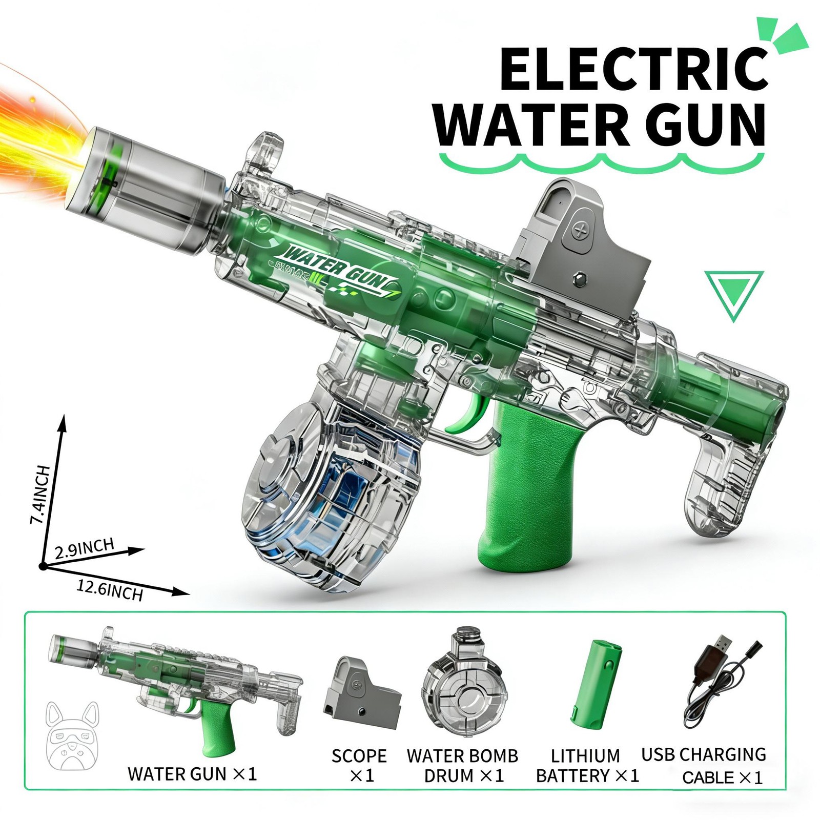 Simulated Firing and Recoil Electric Water Gun Toys Children Automatic Sensor