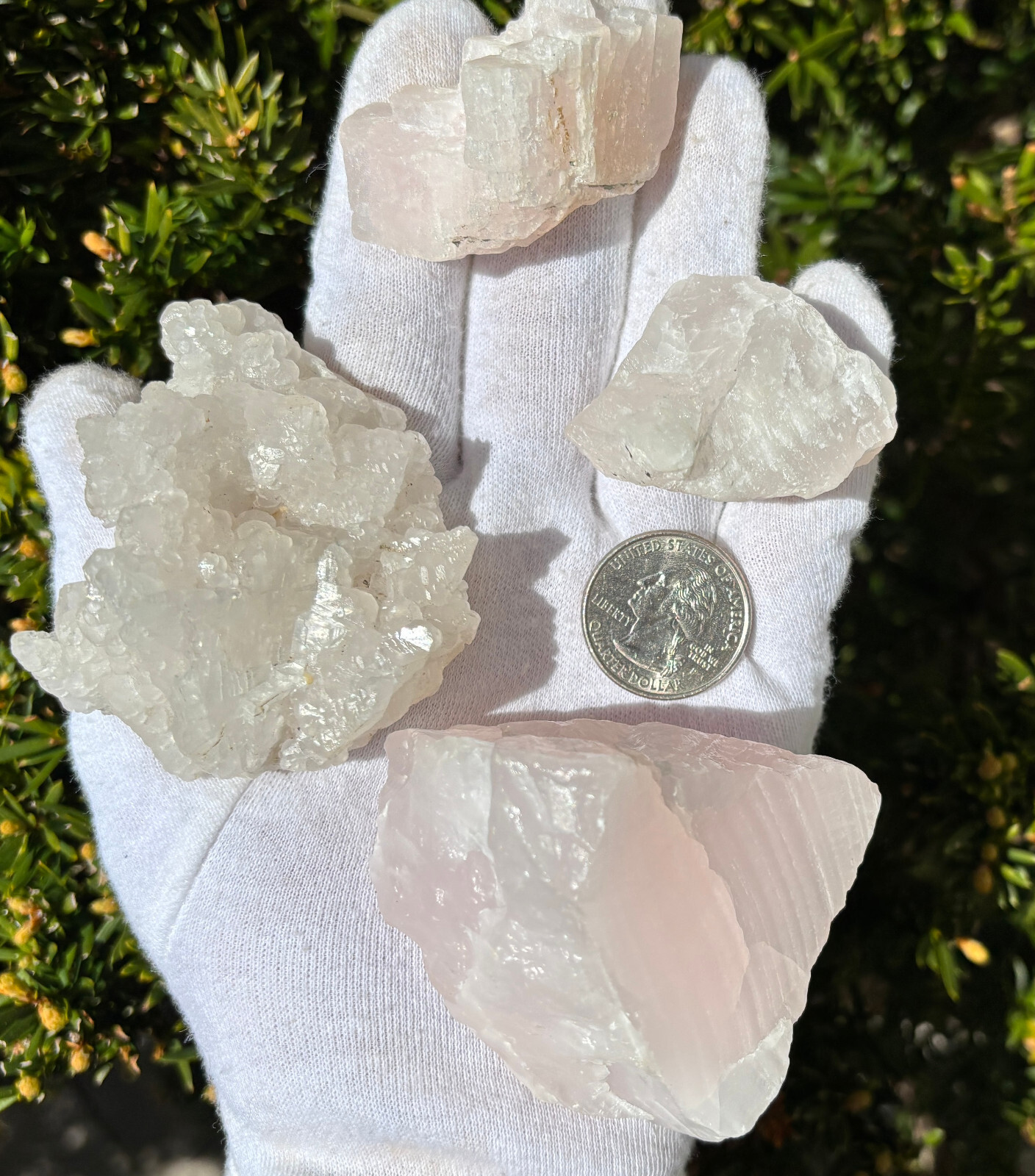 RARE 319g LOT REAL MANGANO MANGANOAN PINK CALCITE UV REACTIVE CLUSTER POINTS