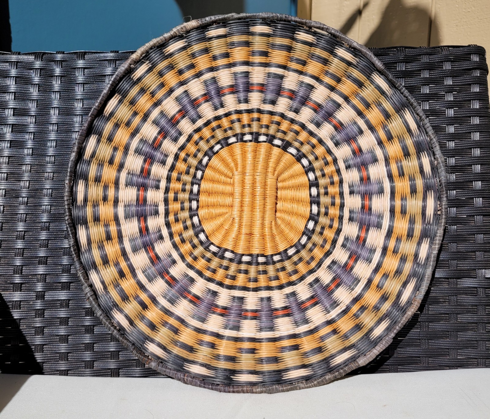 Hopi Wicker Plaque, Polychrome Design