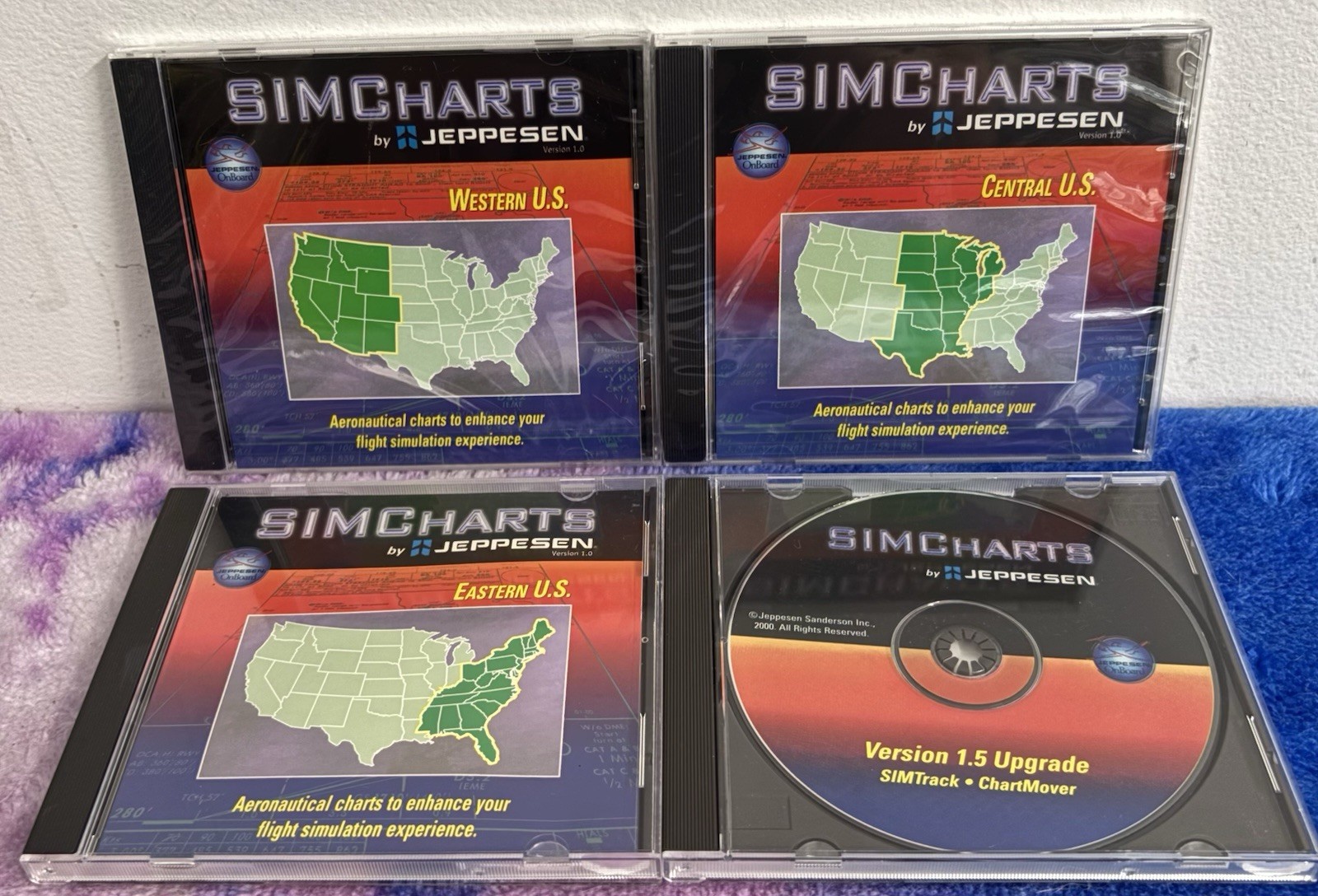 NEW SIMCharts Jeppesen All U.S Maps Flight Simulator 2000 + 1.5 Upgrade 4 CD Lot