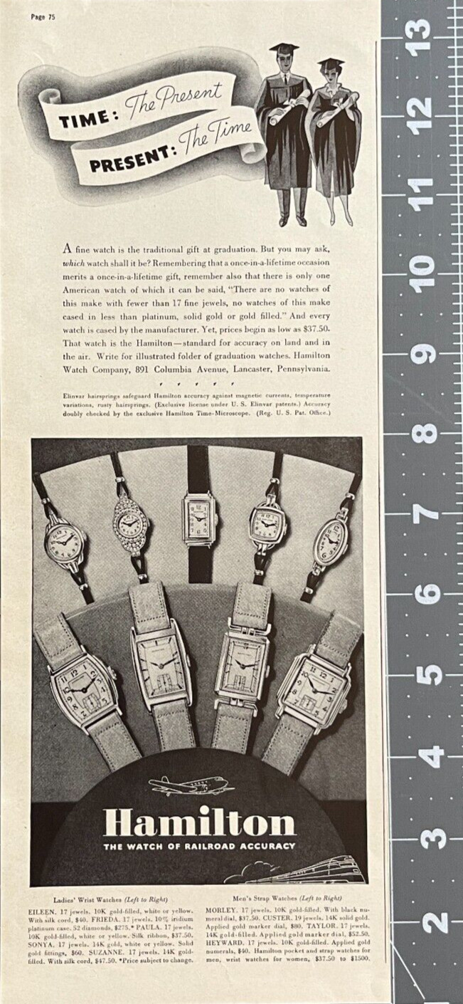 1937 Hamilton Print Ad The Watch Of Railroad Accuracy Vintage Ephemera