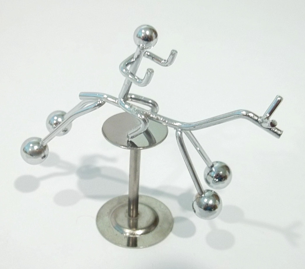 NIB Vtg 1970s/80s Kinetic Balance Art Sculpture Horse & Rider Desk Toy Taiwan