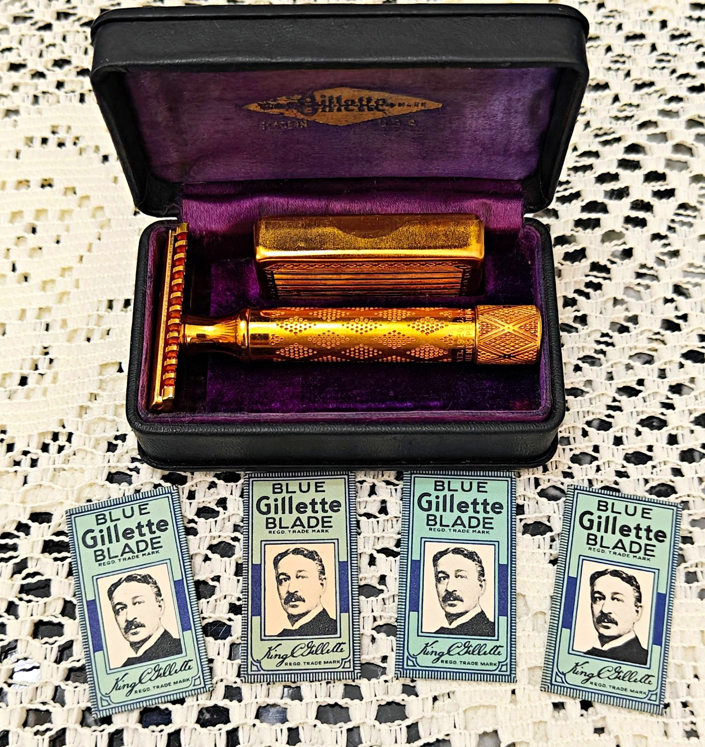 Rare 1930-31 Vintage Gillette Criterion NEW De Luxe OC Safety Razor w/ Case.