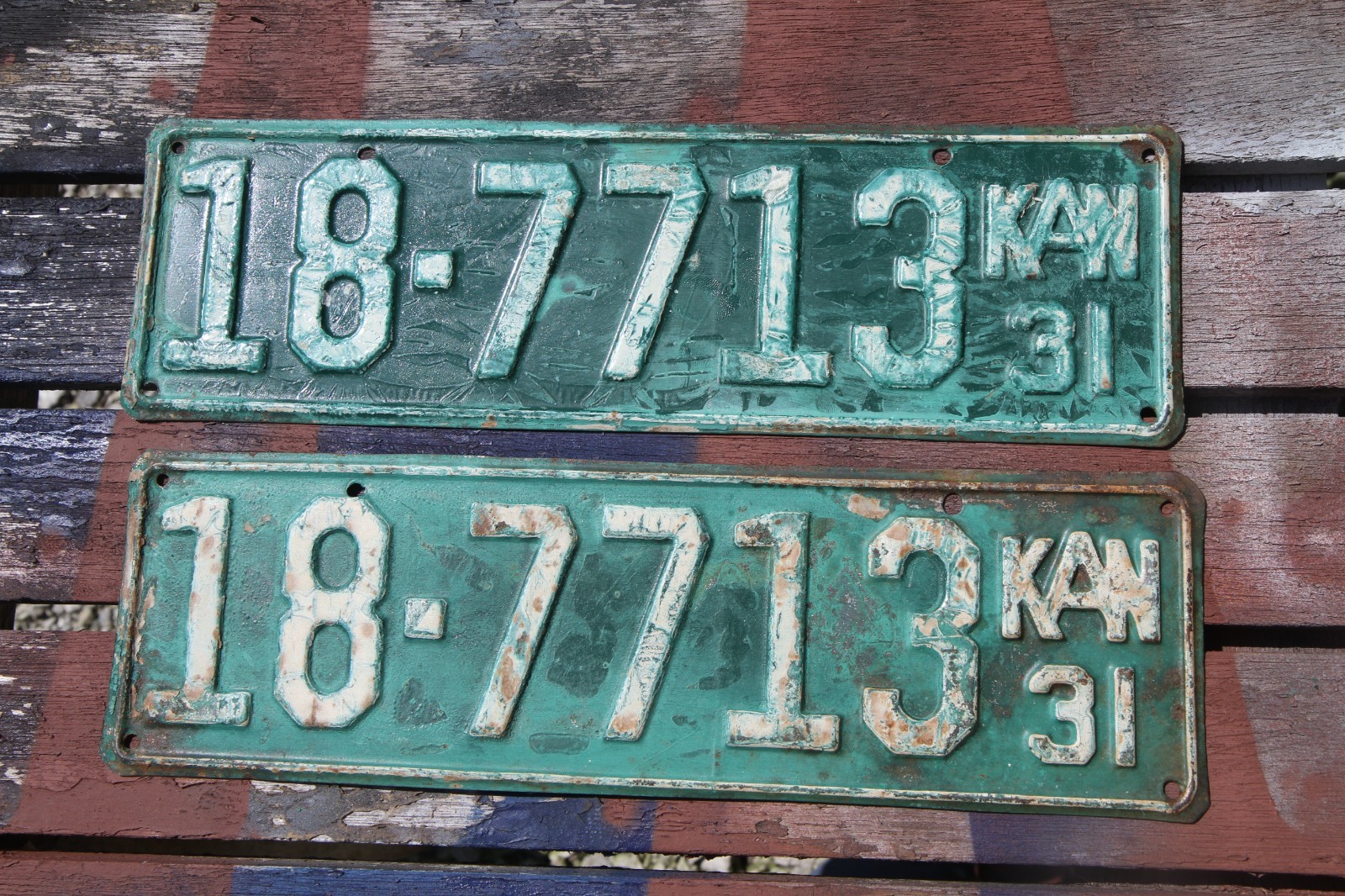 1931 Kansas License Plate Pair, 18-7713, Dickinson County