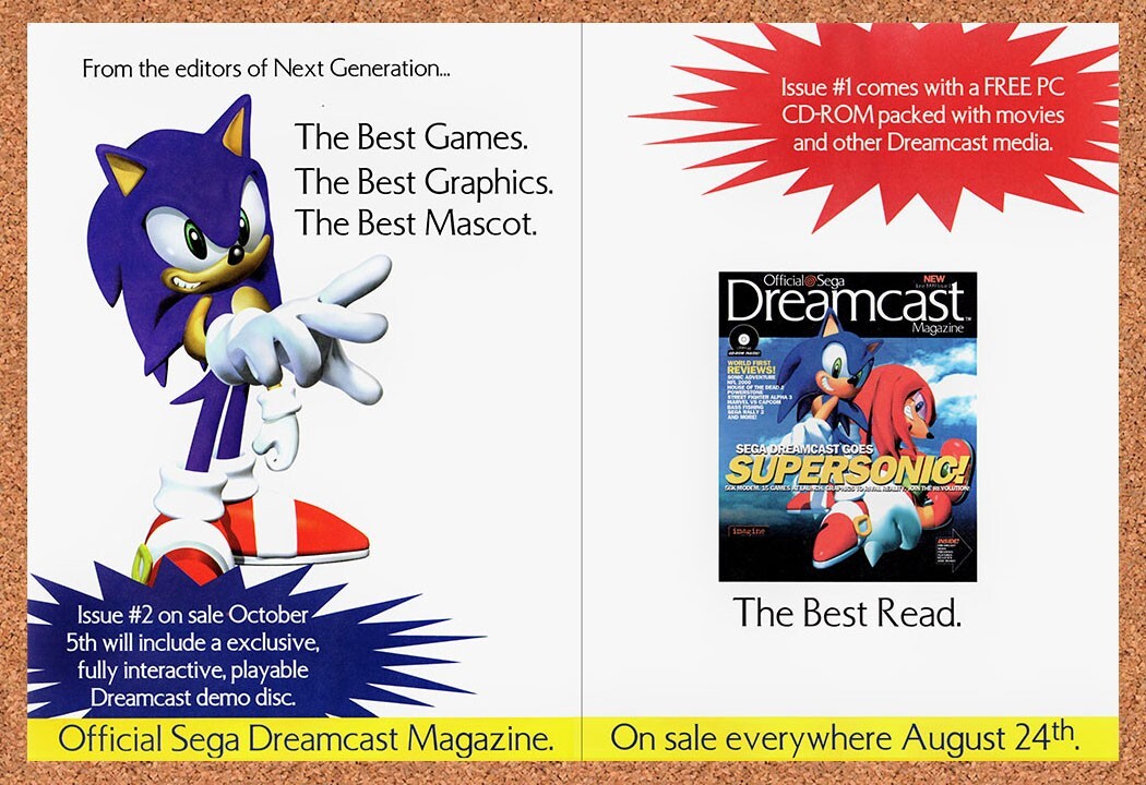 1999 Sonic Official Sega Dreamcast Magazine Promo Original Ad / Promo v1