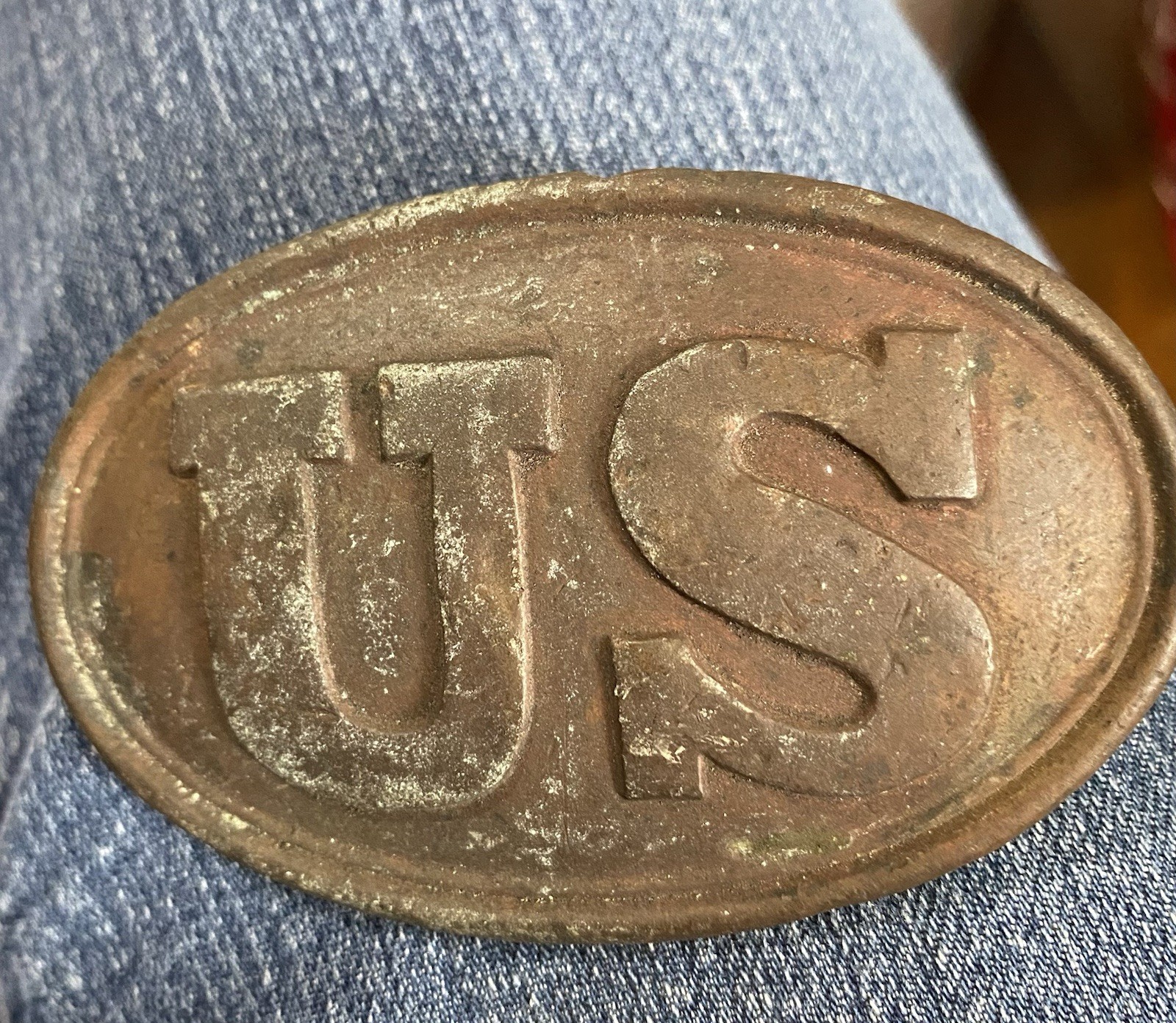 Original Civil War US Belt Buckle Plate. 1839 Oval Puppy Paw Arrow Hook Artifact