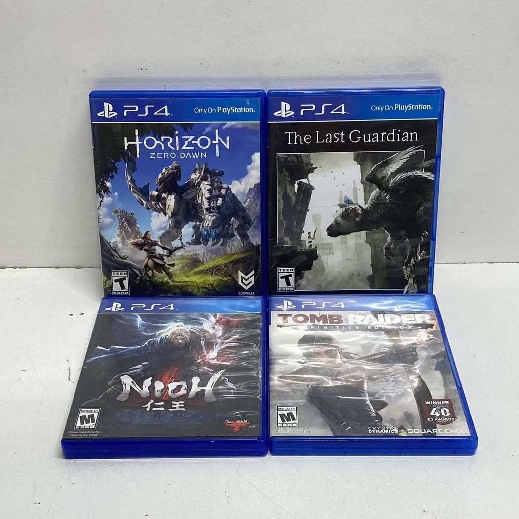 PS4 Game Lot 4 Horizon Zero Dawn Nioh Last Guardian Tomb Raider Sony