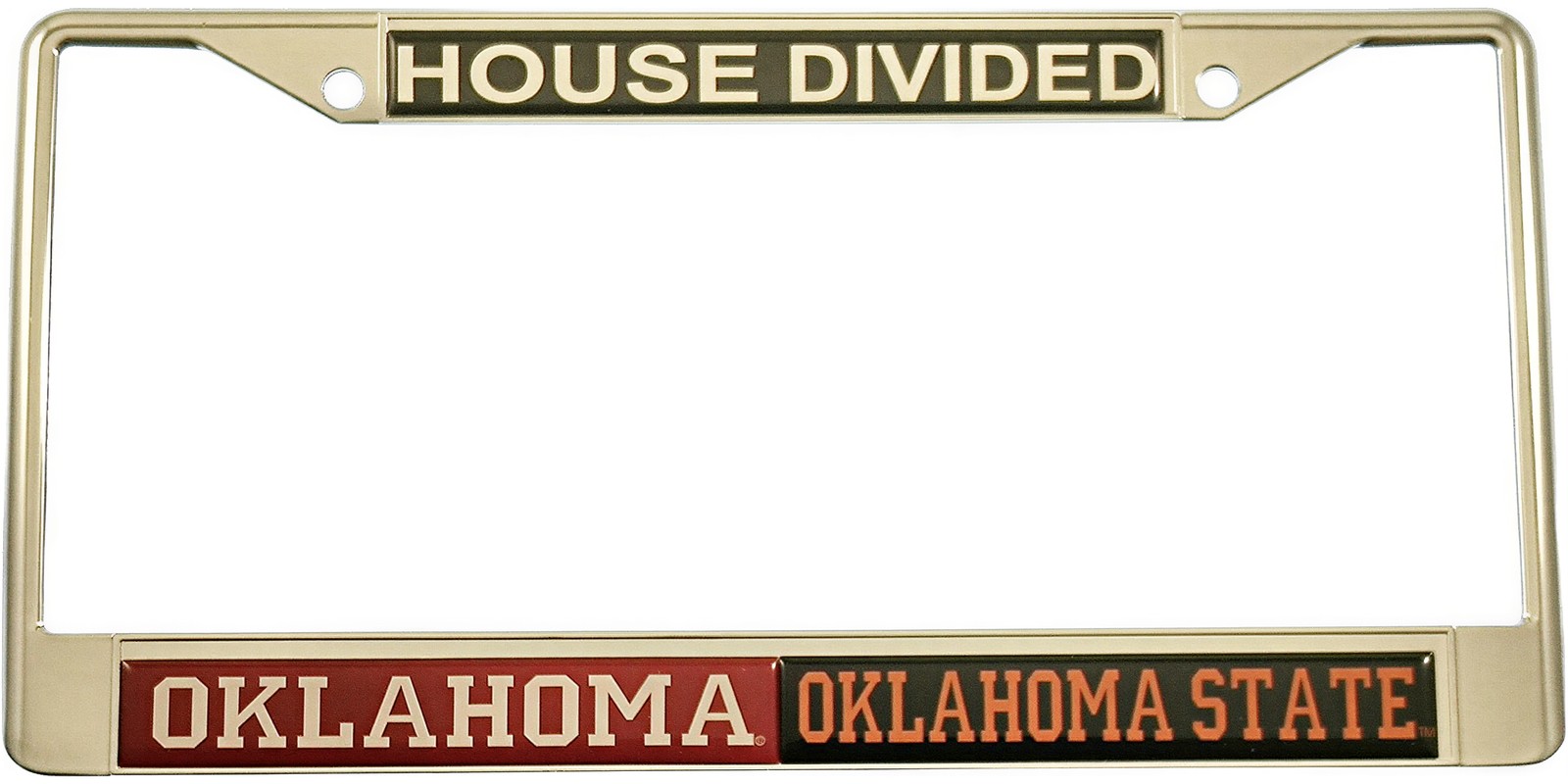 Oklahoma + Oklahoma State House Divided Split License Plate Frame [Silver - C...