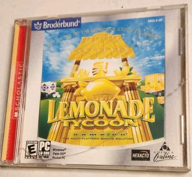 Broderbund LEMONADE TYCOON PC CD ROM 2002 Video Game Vintage