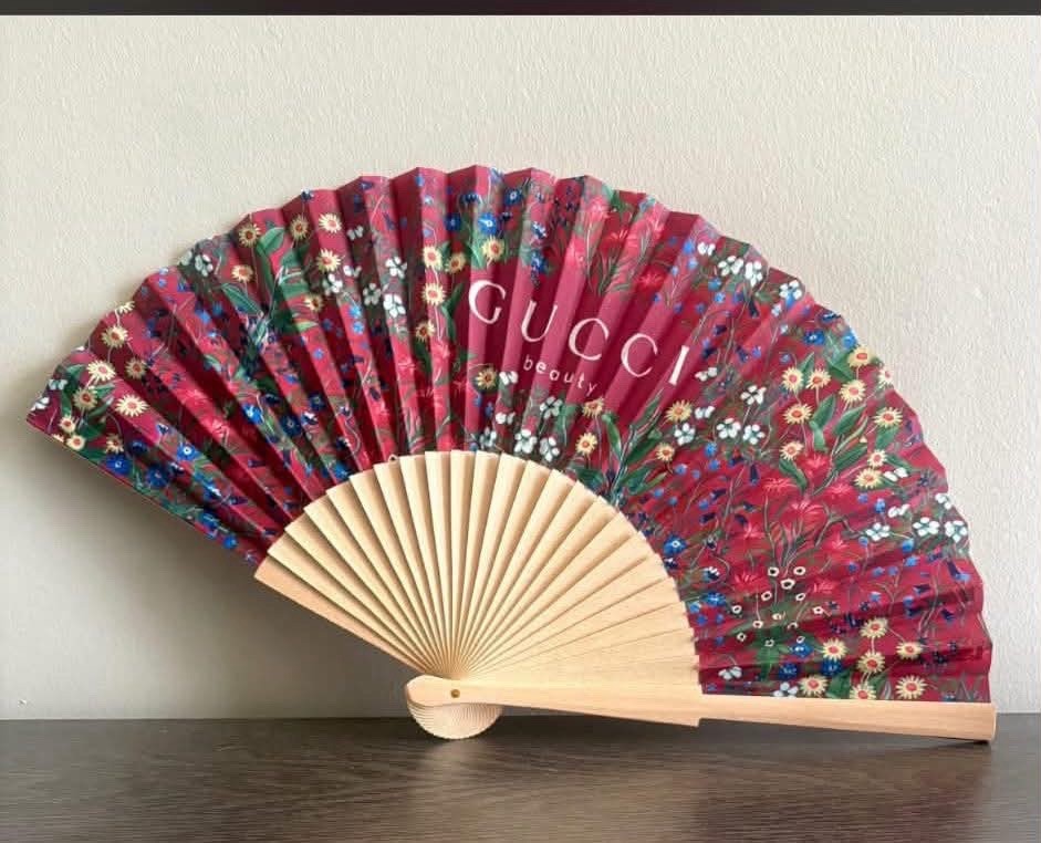 Gucci Beauty GWP Red Floral Herbarium Hand Fan - Still Wrapped