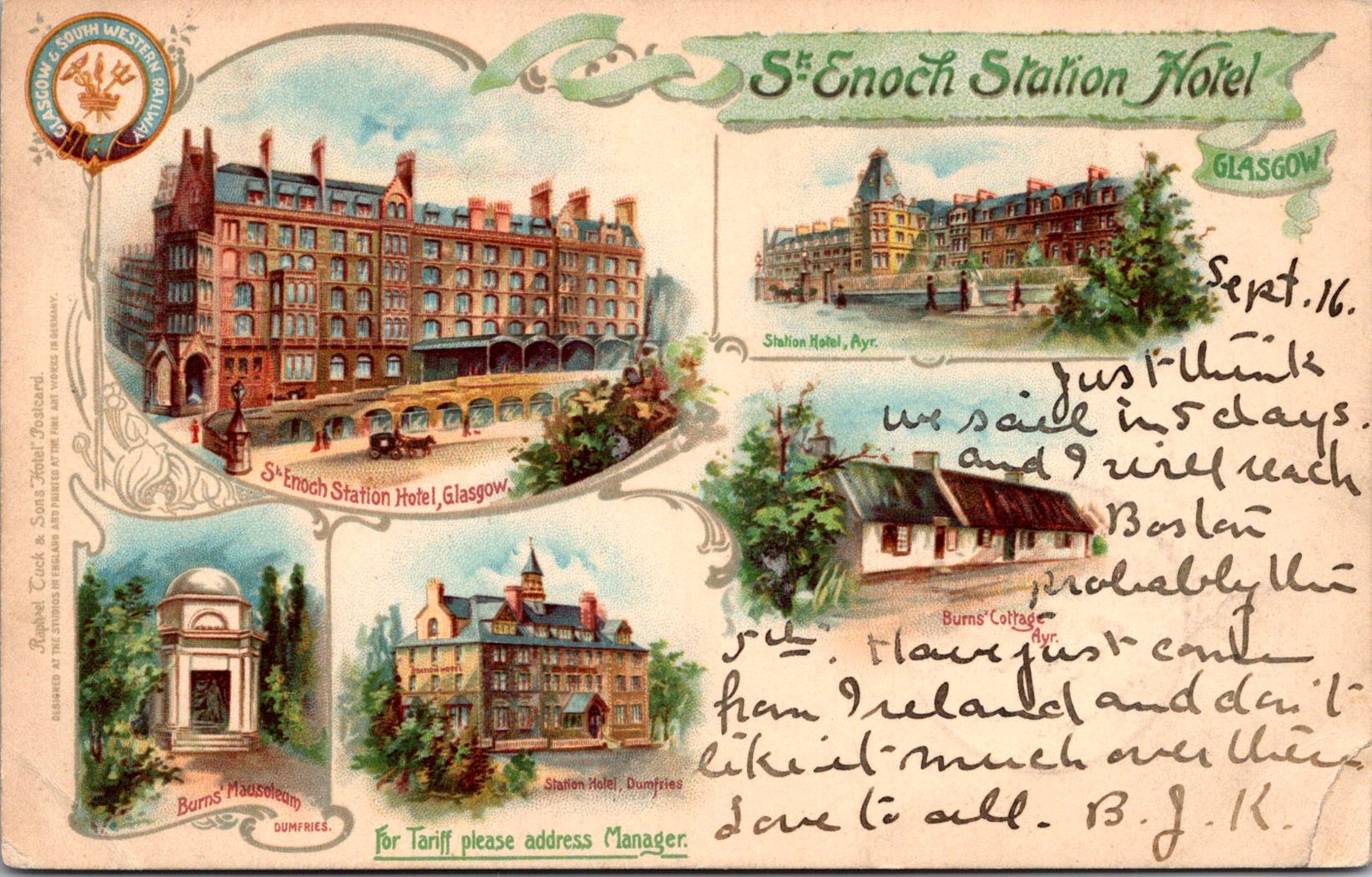 1906 St Enoch Station Hotel Glasgow Scotland Multiview Vintage Postcard 4P23-9