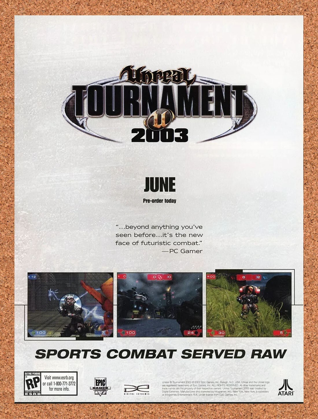 2002 Unreal Tournament 2003 PC Original Advertisement / Retro Promo v5