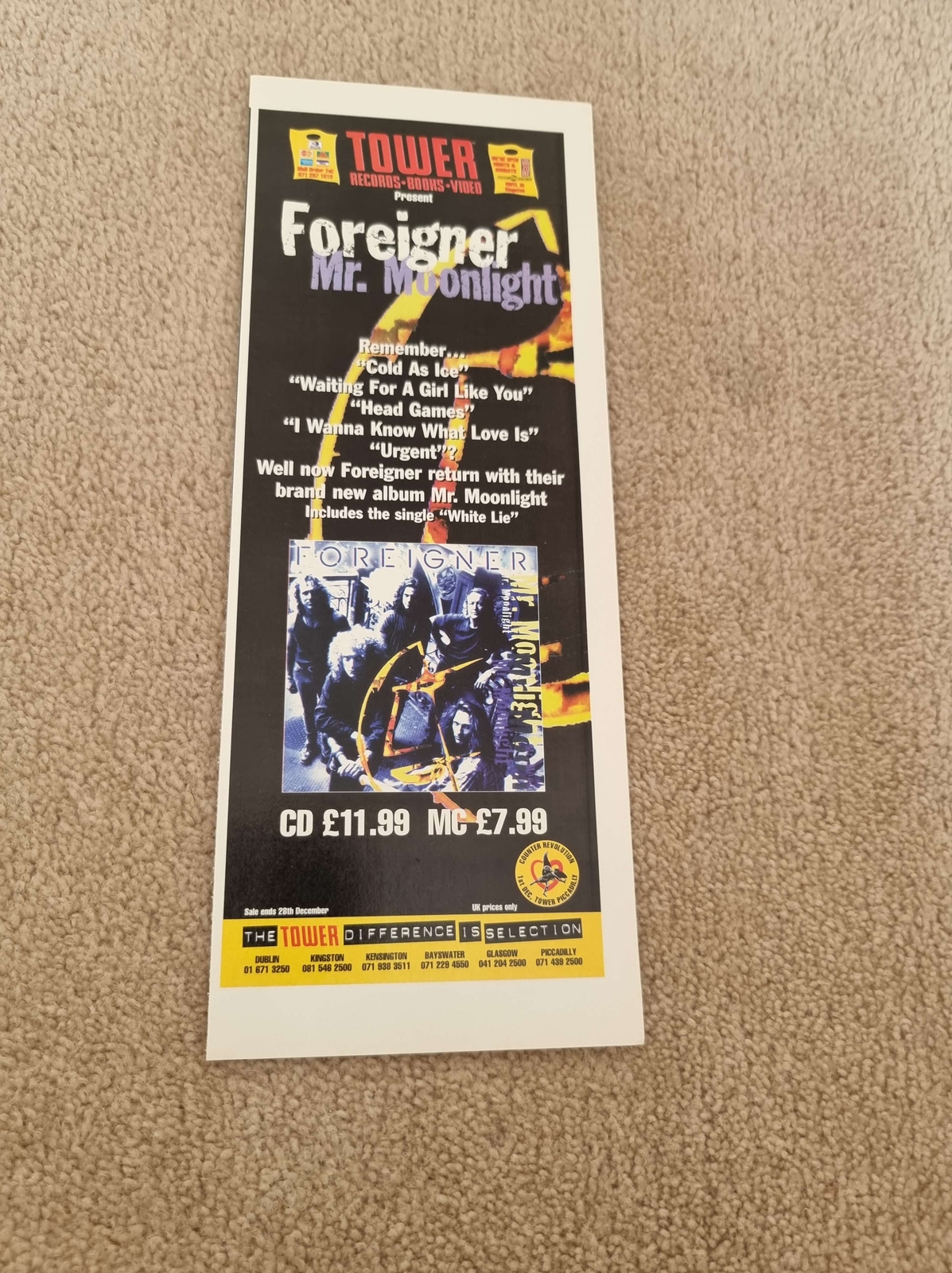 TNEWL44 ADVERT 11X4 FOREIGNER : 'MR. MOONLIGHT'