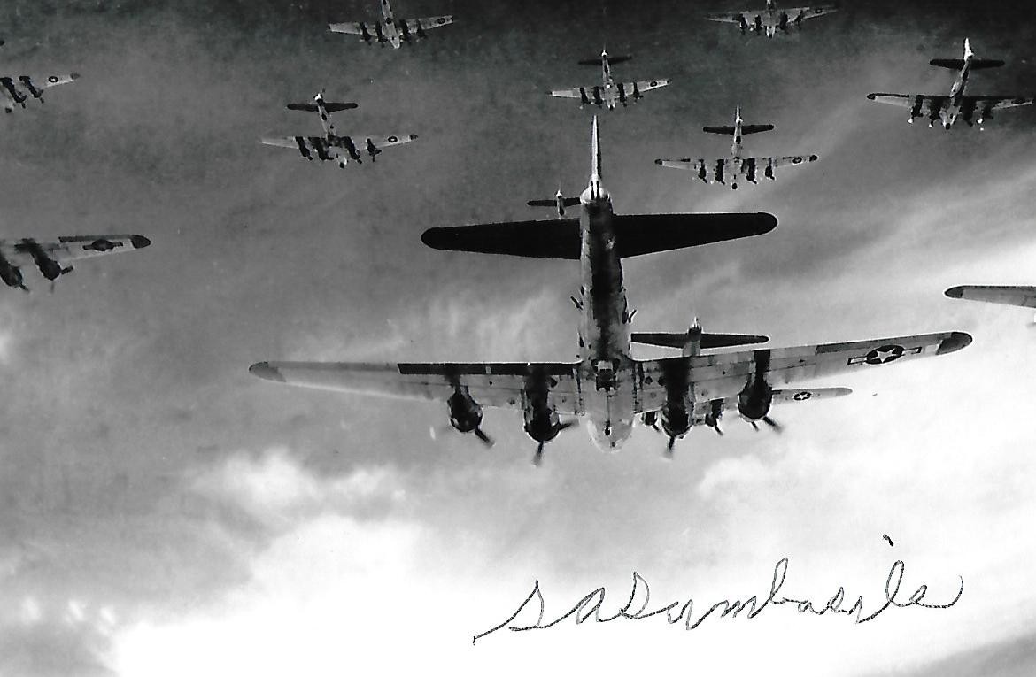 Sam Sambasile signed 4x6 photo B-17 Waist Gunner WW II RARE COA LOOK