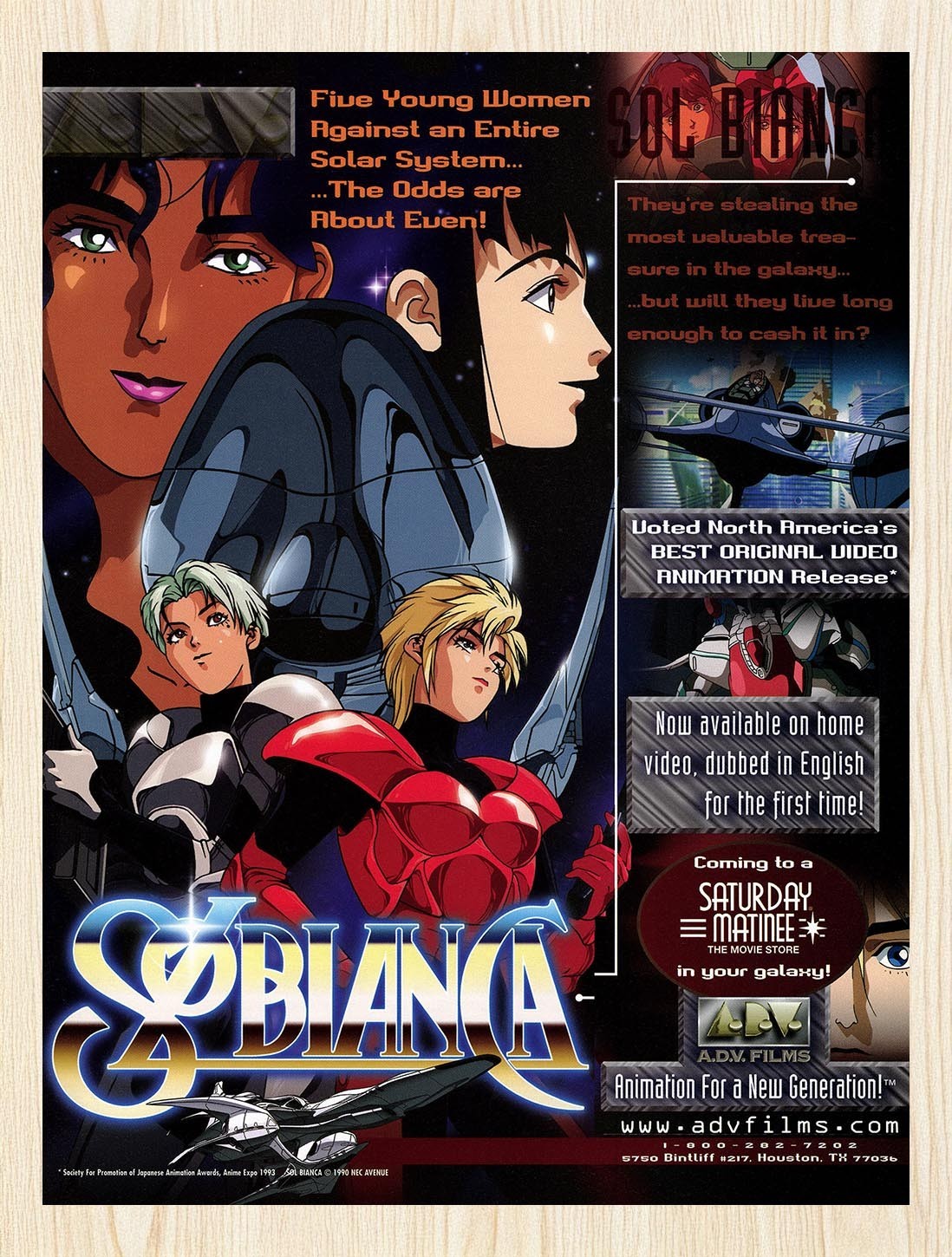 1999 Sol Bianca Saturday Matinee Movie Store Original Advertisement v1