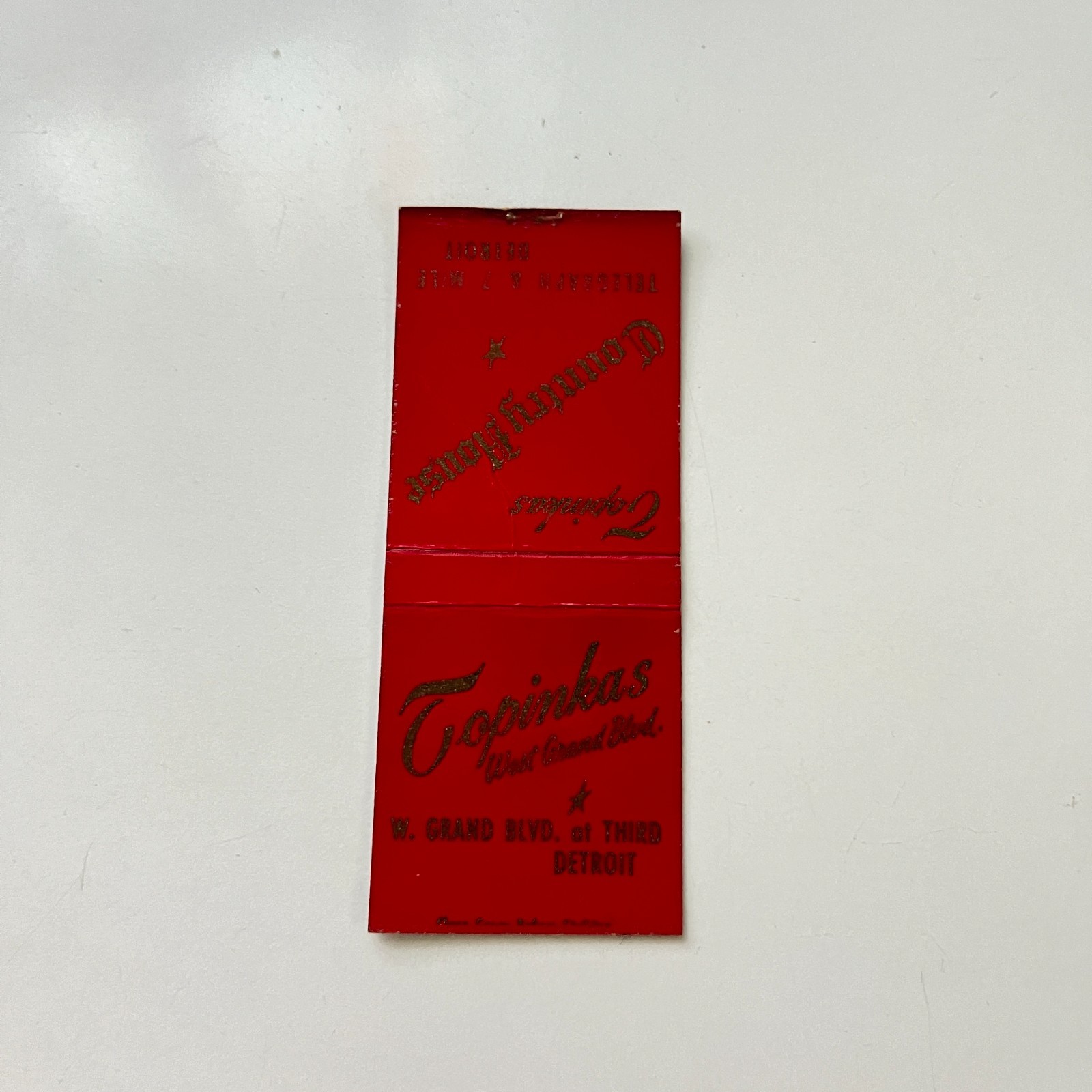 Topinkas West Grand Blvd. Detroit MI Vintage Matchbook Cover TMB94-4