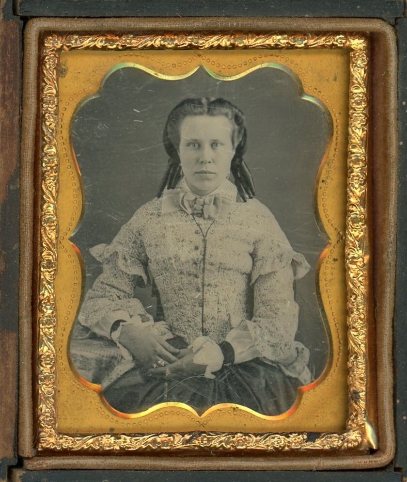 Pretty Young Woman Curls in Hair (1/9 Plate Daguerreotype)