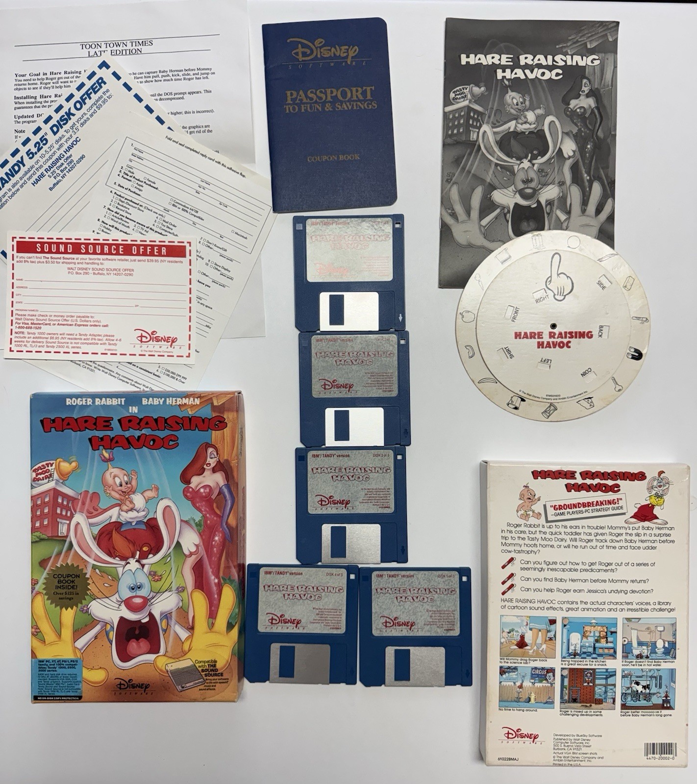 Roger Rabbit Hare Raising Havoc IBM PC Big Box CIB Disks Spinner
