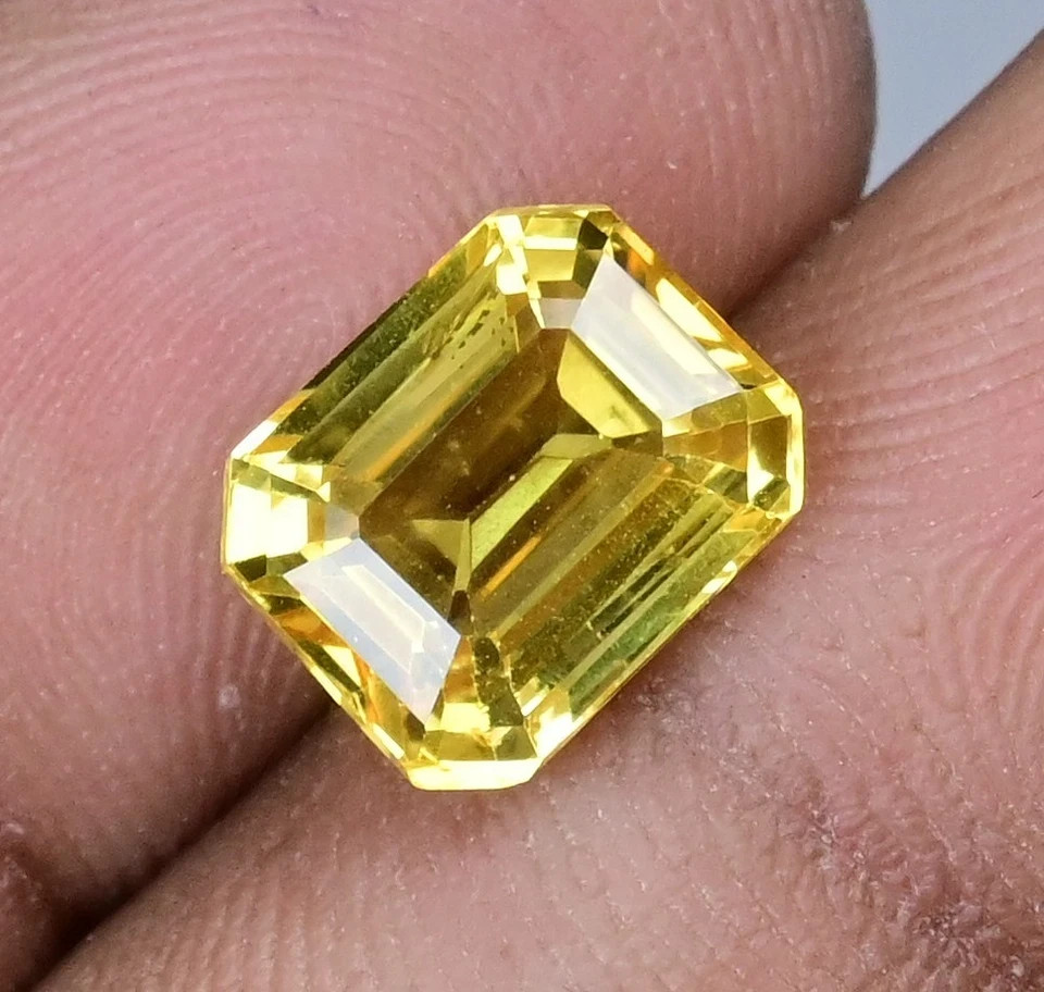 Impressive 6.80 Ct Natural Ceylon Yellow Sapphire Emerald Cut Loose Gemstone 28R