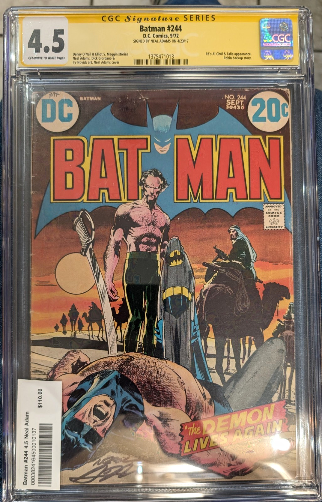 DC Comics Batman #244 (1972) CGC 4.5 Signature Series - Neal Adams Signed